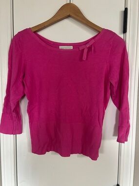 Worthington Fuchsia Boatneck Sweater with Neck Bow